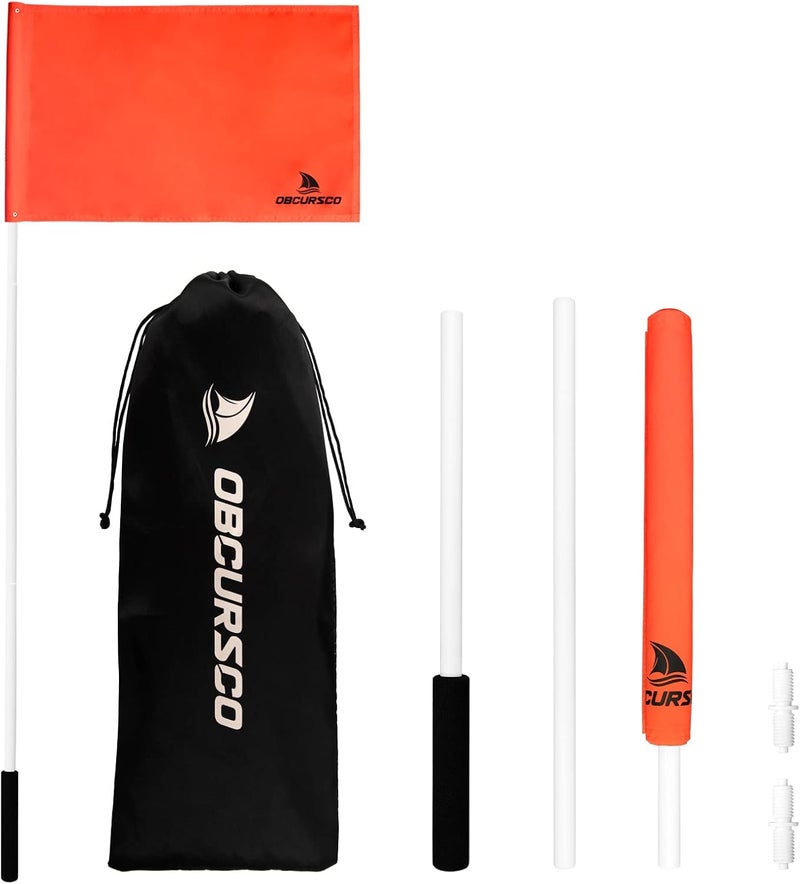 Obcursco 48-Inch Orange Boat Flag with Pole, Floatable 12"x 18" Water Ski Flag, 3-Section Skier Down for Safety, Watersports, Wakeboard, Kneeboard, and Towable Tube - Image 1